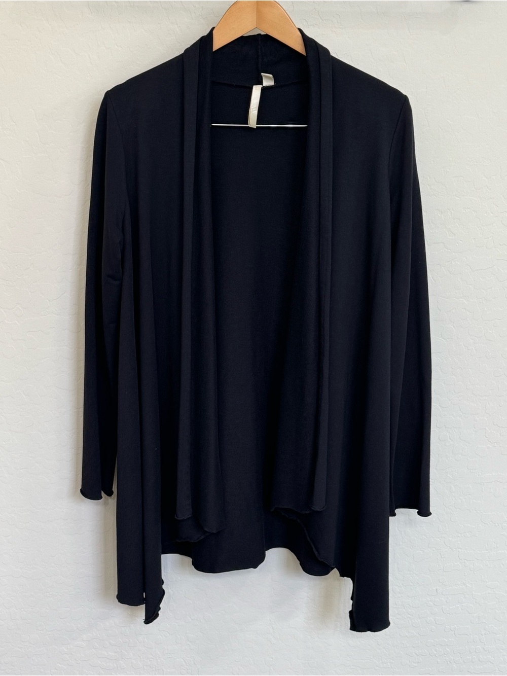 Pure Jill J.Jill Black Open Front Draped Cardigan Size M Pima Cotton Modal
